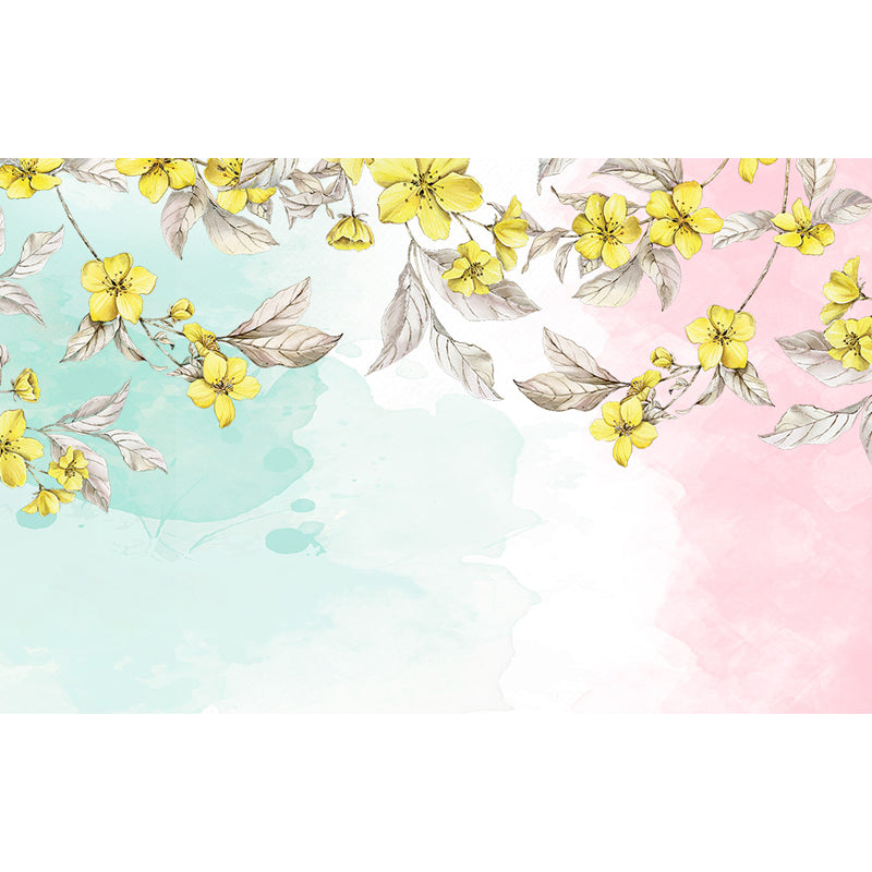 Waterproof Flower Wall Mural Modern Non-Woven Wall Covering, Custom Size Available