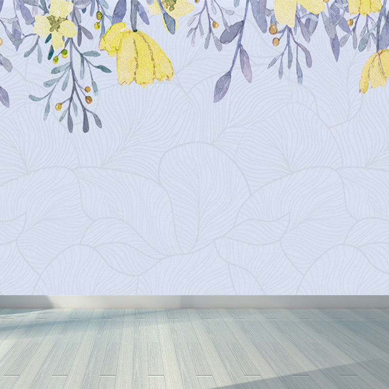 Waterproof Flower Wall Mural Modern Non-Woven Wall Covering, Custom Size Available