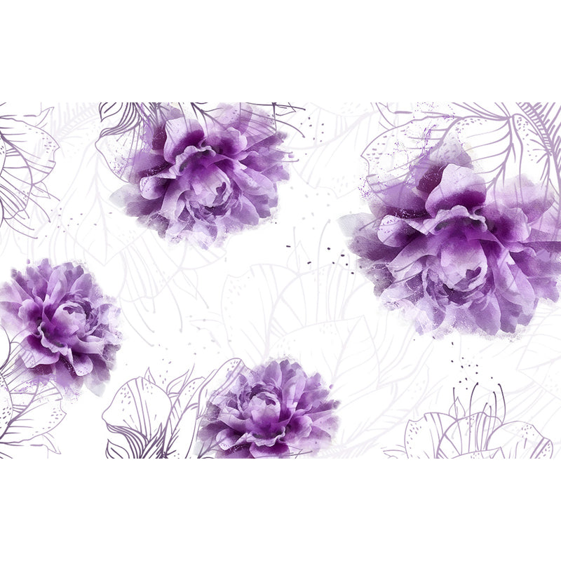 Whole Flower Mural Wallpaper Moisture Resistant Contemporary  Bedroom Wall Decor