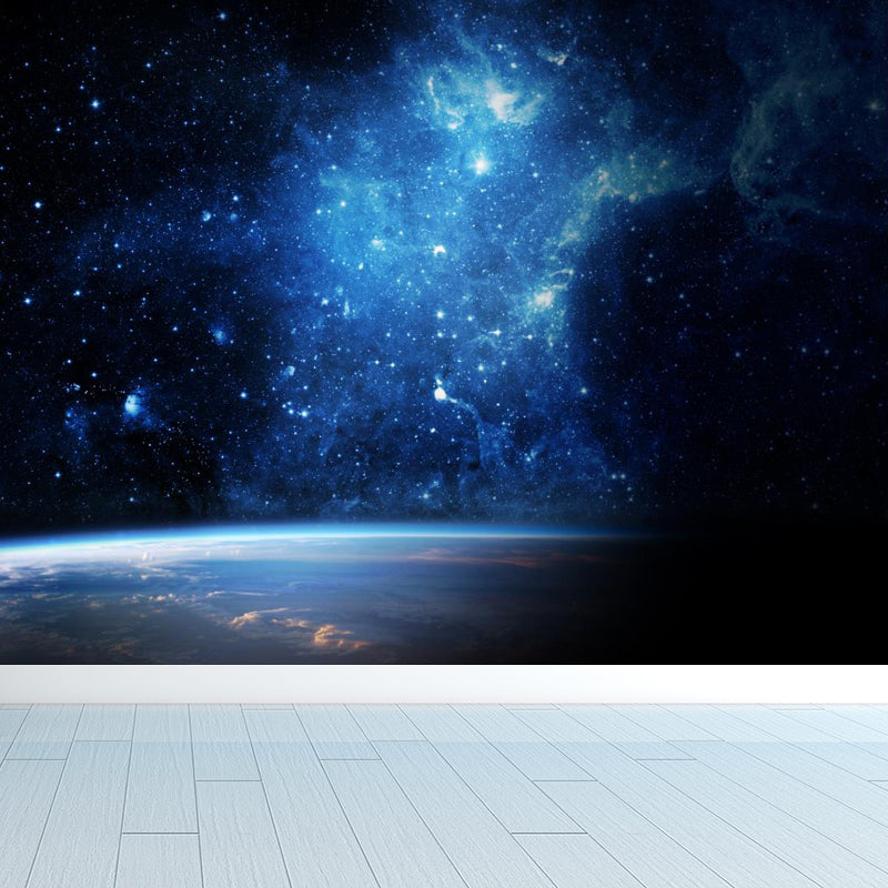 Giant Modern Mural Decal in Blue Night Sky Constellations Wall Covering, Customised