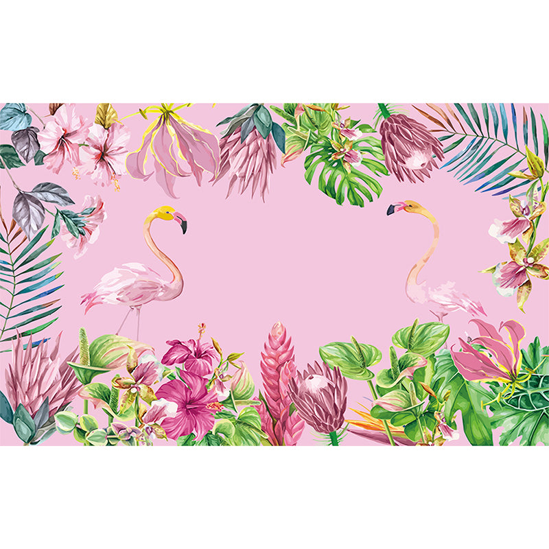 Greater Flamingo Wall Mural Contemporary Non-Woven Wall Covering in Pastel Color