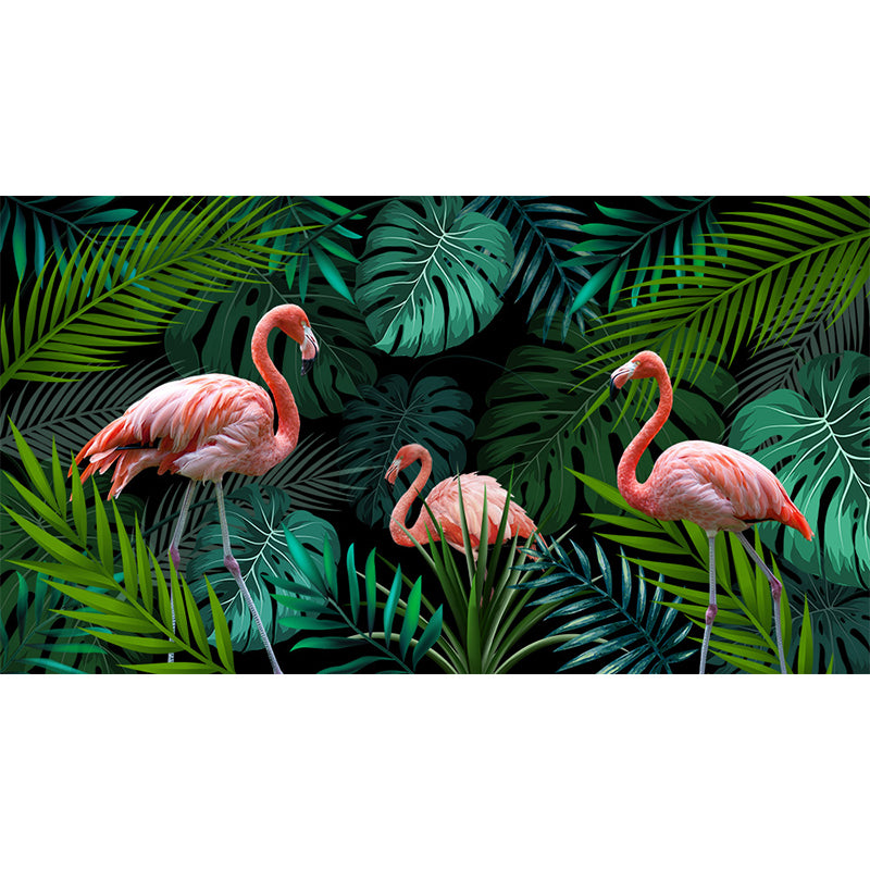 Stand-Up Flamingo Mural Decal Light Color Contemporary Wall Covering for Dining Room