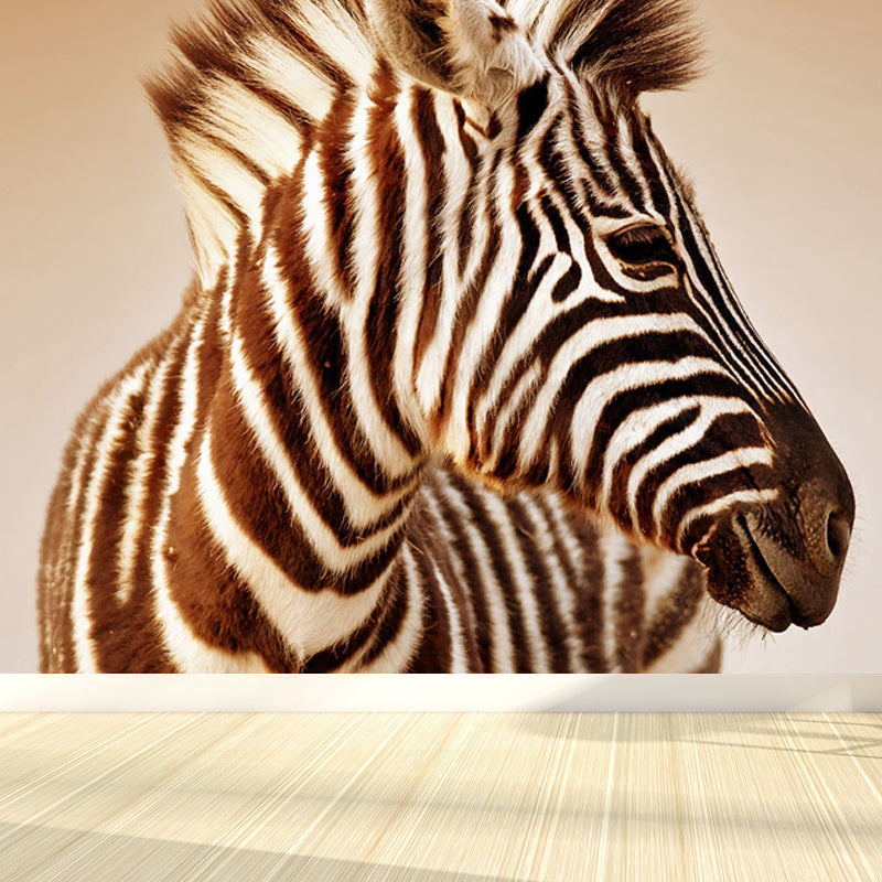Contemporary Africa Zebra Mural Decal Pastel Color Natural Animals Wall Covering