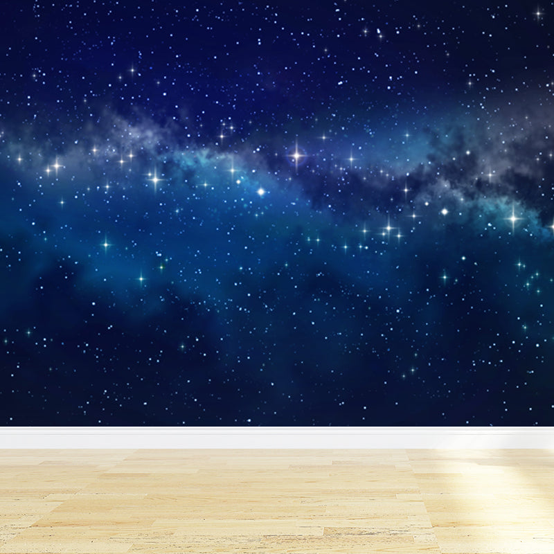 Magical Constellations View Mural Decal for Playroom, Blue, Custom Size Available