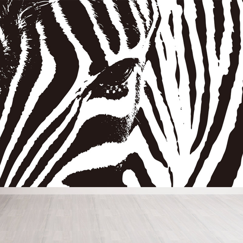 Modern Zebra Wall Mural Non-Woven Water-Proof Light Color Wall Art for Boys Bedroom