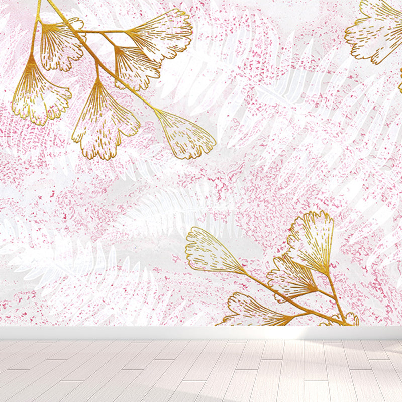 Light Color Flower Blossom Mural Moisture Resistant Modern Living Room Wall Covering