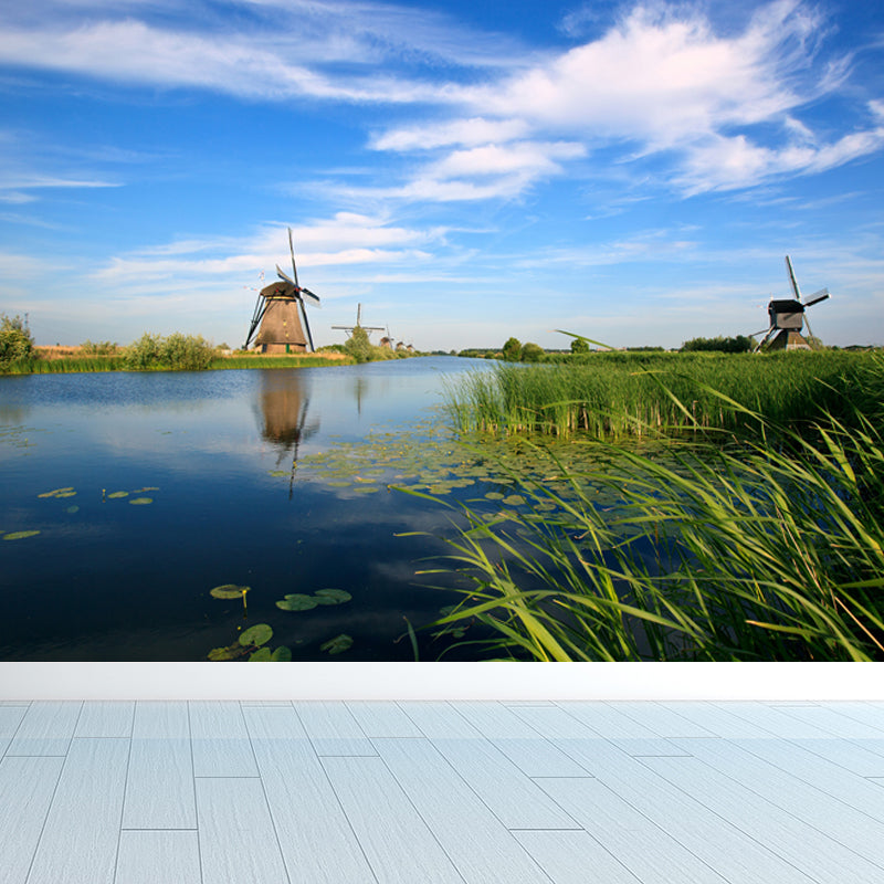 Whole Riverside Windmill Mural Decal for Wall Decor Contemporary Guest Room Wall Art