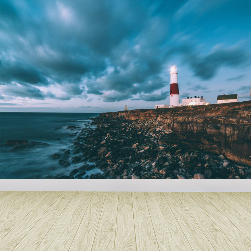 Stain-Proof Beacon in Morning Mural Decal Non-Woven Nautical Wall Decor for Boys Bedroom