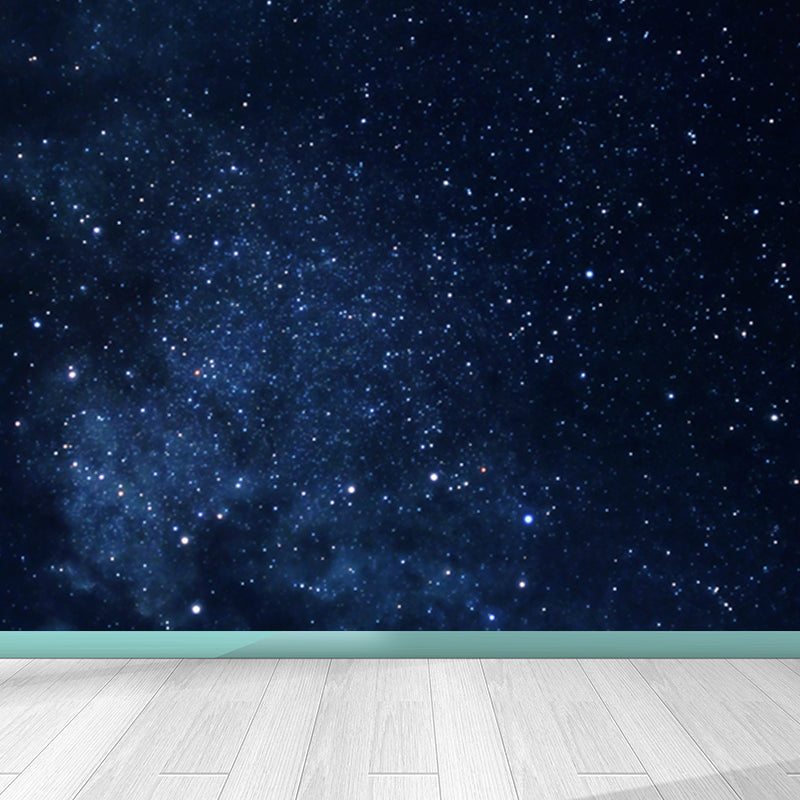 Night Sky Constellations Mural Decal Contemporary Non-Woven Texture Wall Covering in Blue