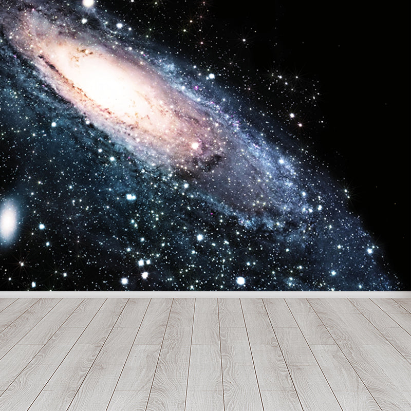 Night Sky Constellations Mural Decal Contemporary Non-Woven Texture Wall Covering in Blue