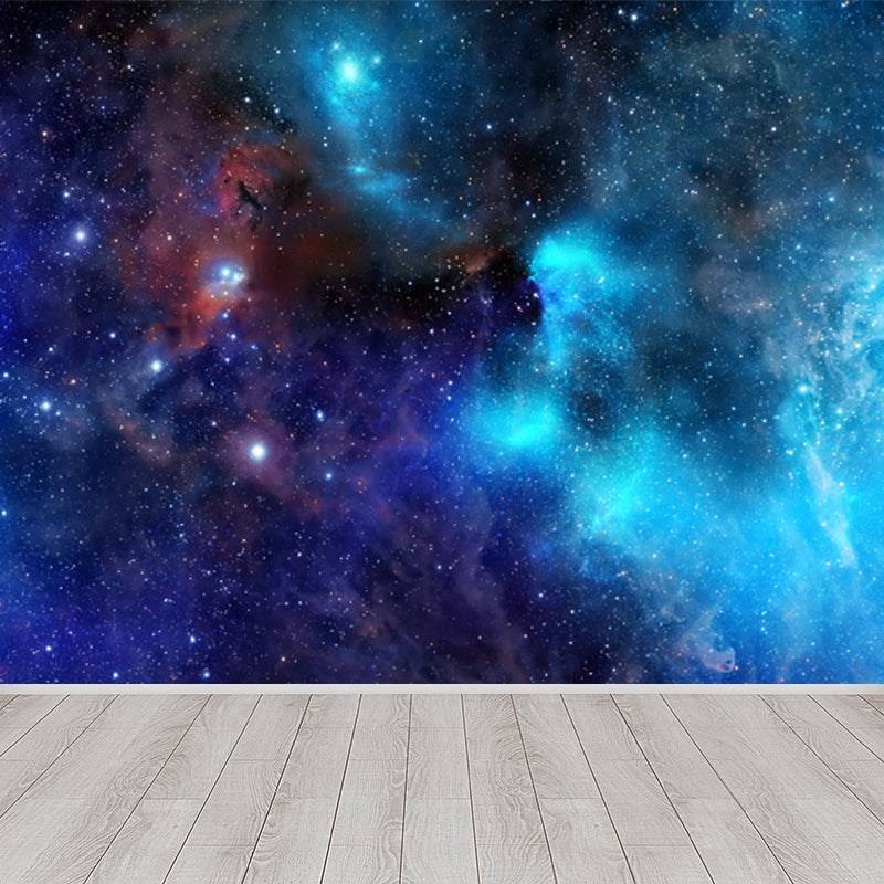 Night Sky Constellations Mural Decal Contemporary Non-Woven Texture Wall Covering in Blue