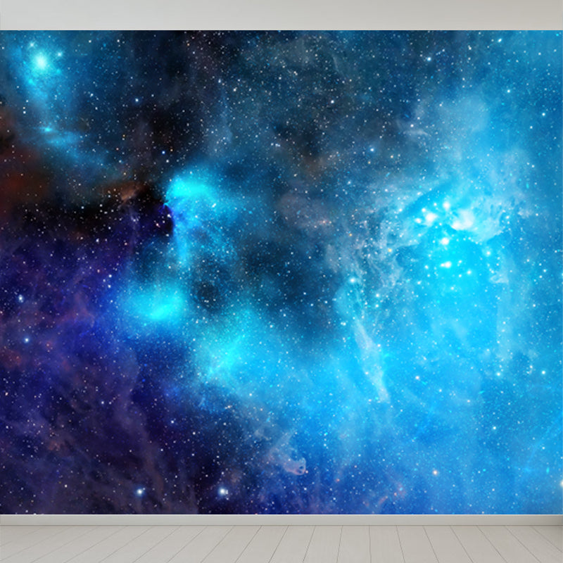 Night Sky Constellations Mural Decal Contemporary Non-Woven Texture Wall Covering in Blue