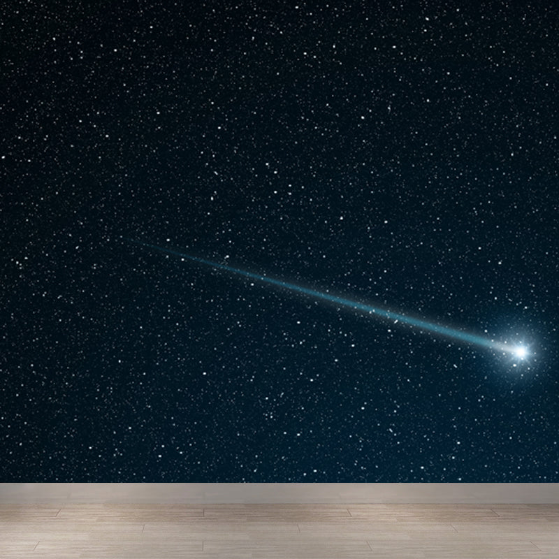 Modern Starry Night Scene Mural Wallpaper Blue Astronomical Landscape Wall Covering