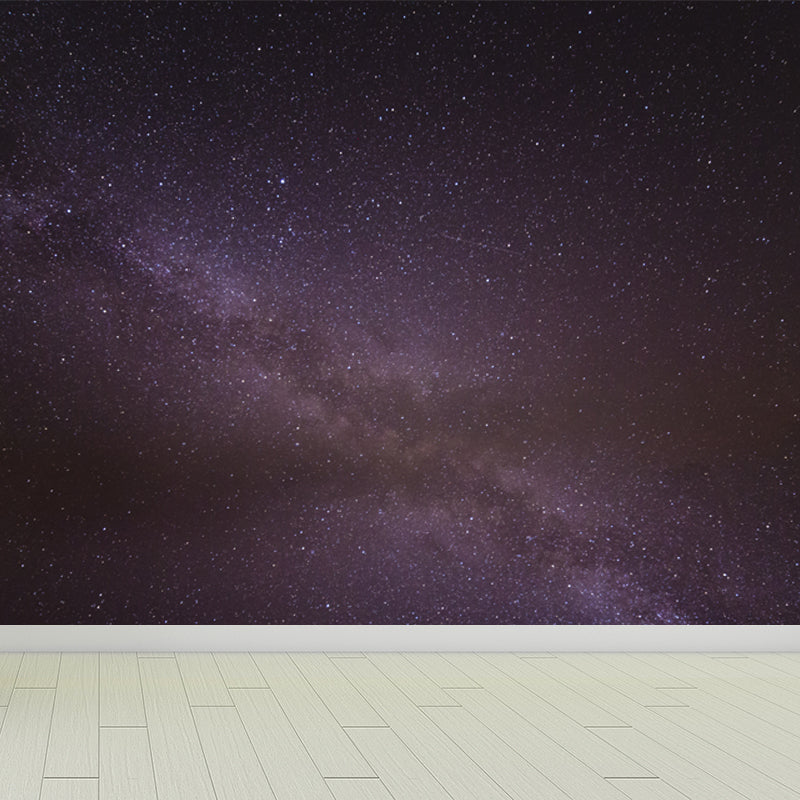 Modern Constellation Scene Wall Mural Non-Woven Stain-Proof Purple Wall Art for Dining Room