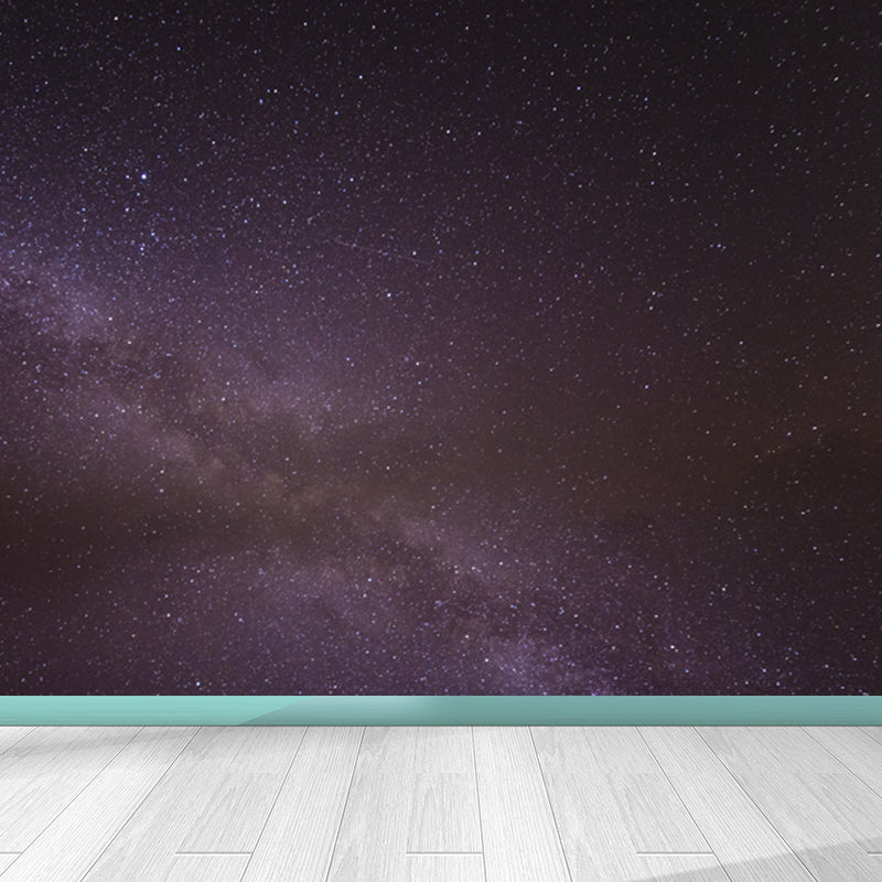 Modern Constellation Scene Wall Mural Non-Woven Stain-Proof Purple Wall Art for Dining Room