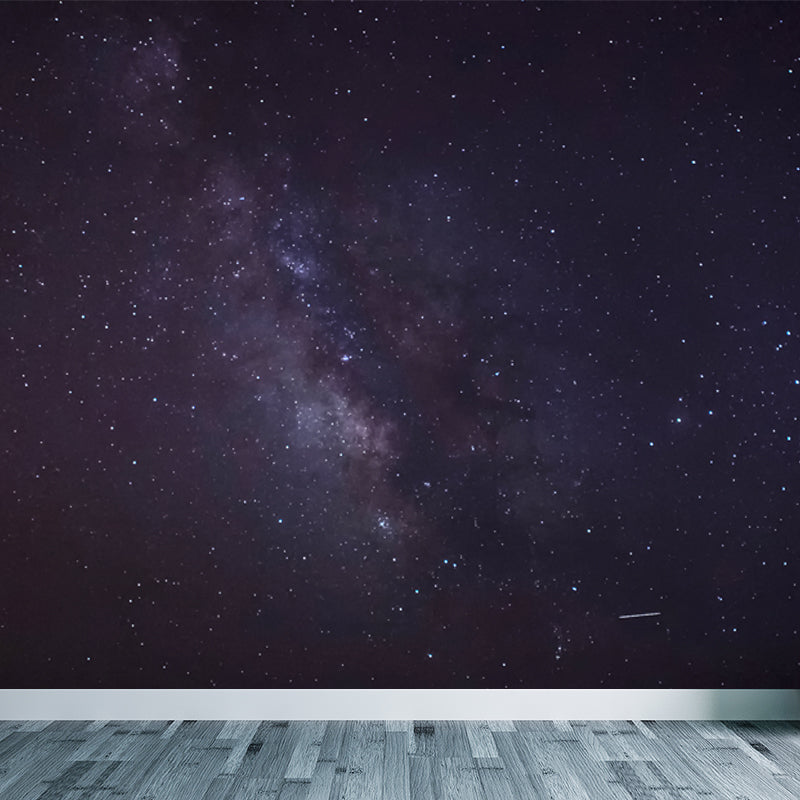 Modern Constellation Scene Wall Mural Non-Woven Stain-Proof Purple Wall Art for Dining Room