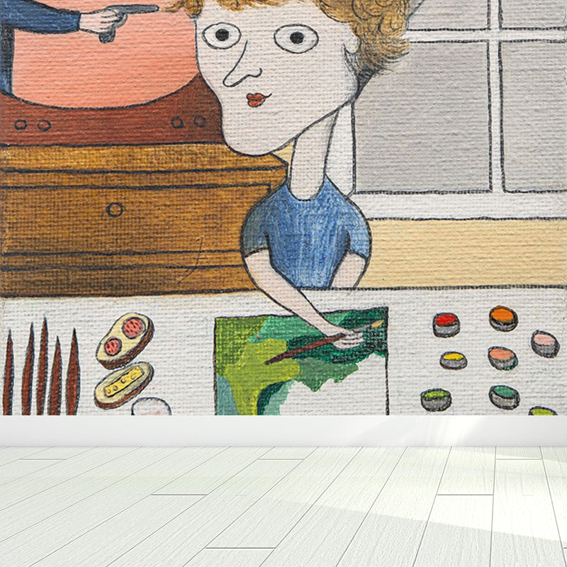 Autocollant Mural d'art esthétique moderne, couleur claire, décoration murale anti-taches pour chambre à coucher