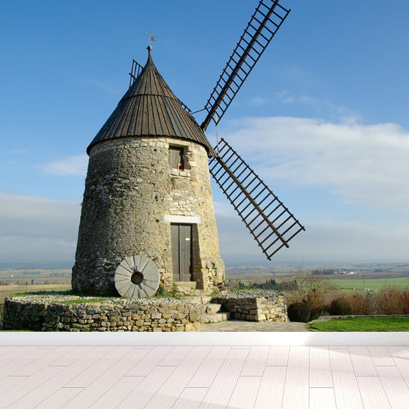 Delectable Windmill Mural Wallpaper for Dining Room Spring Wall Decor, Customised