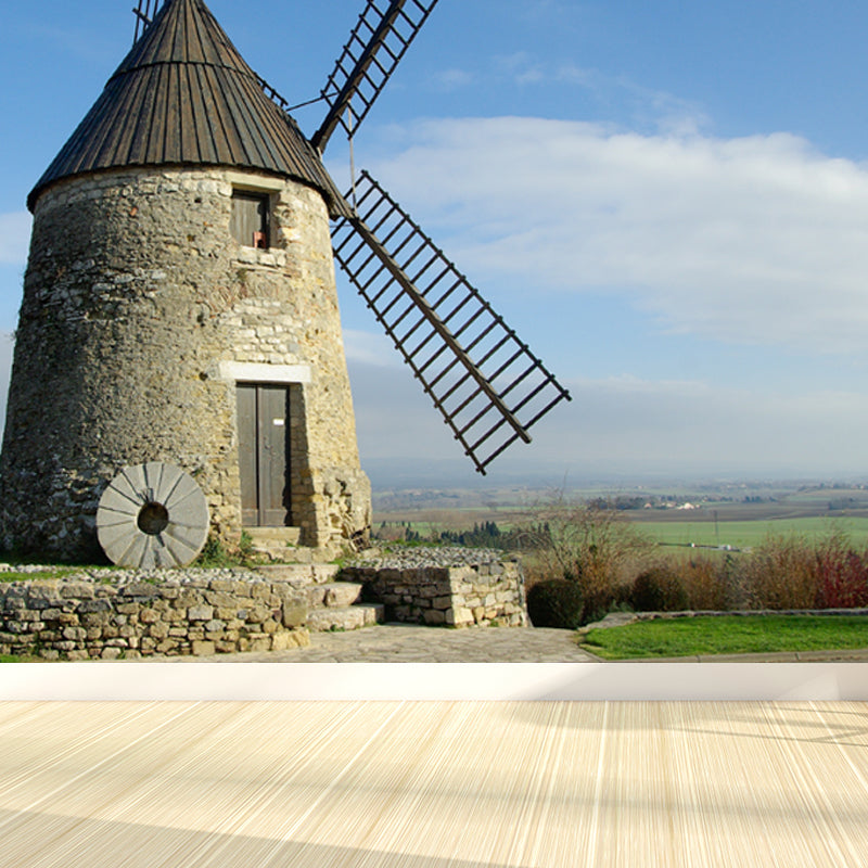 Delectable Windmill Mural Wallpaper for Dining Room Spring Wall Decor, Customised