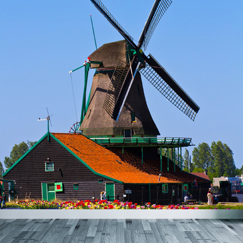 Whole Windmill View Mural Wallpaper for Wall Decor Contemporary Girls Room Wall Art