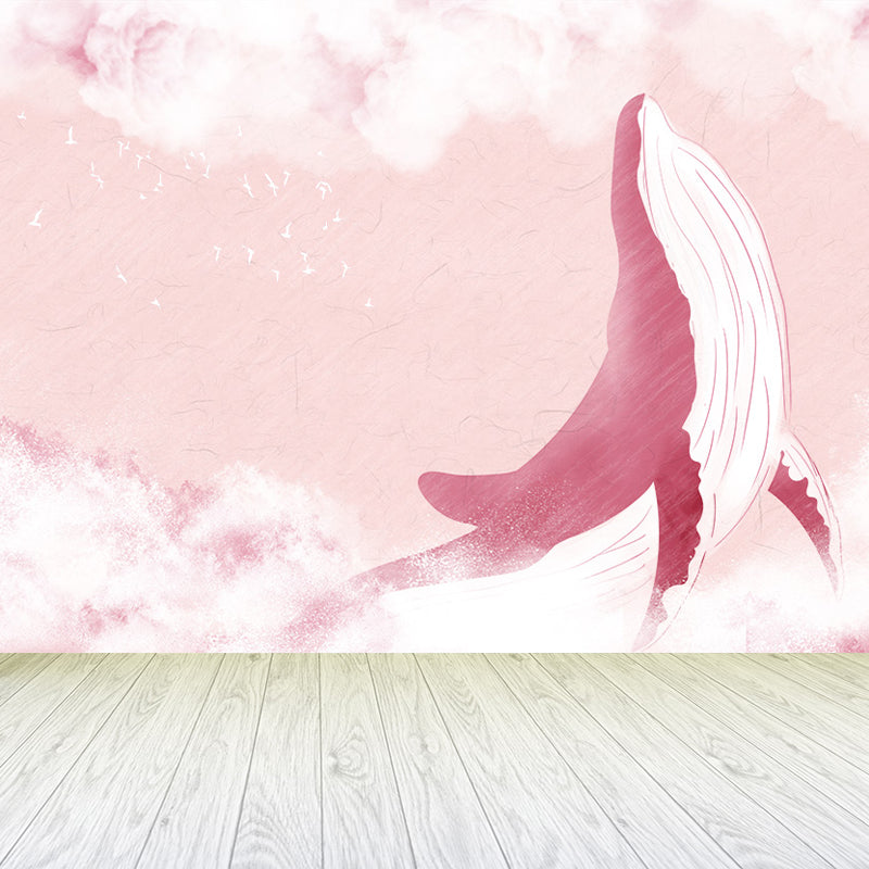 Kid's Style Great Whale Mural Decal Light Color Waterproofing Wall Decor for Childrens Room