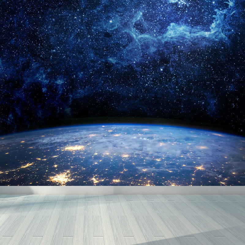 Huge Constellations View Mural for Bathroom Universe Wall Art in Dark Color, Stain-Proofing