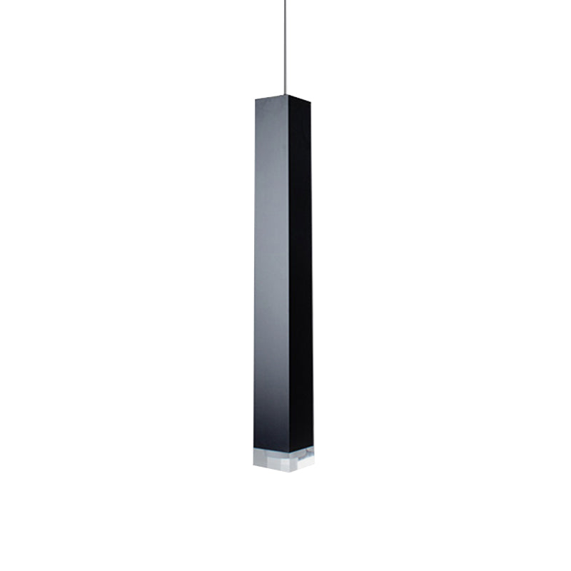 Modern Cuboid Suspension Light Metal Black/White Dining Room LED Pendant Light in White/Warm, 12"/19.5" H