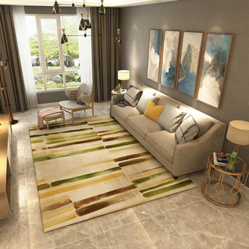 Blue and Brown Bedroom Rug Modern Abstract Painting Pattern Area Rug Polyester Washable Carpet