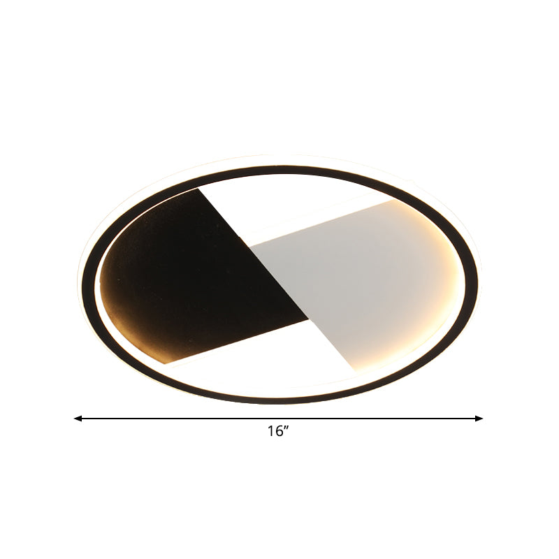 Black and White Circular Ceiling Light Fixture Simplicity LED Metal Flush Mount Lamp