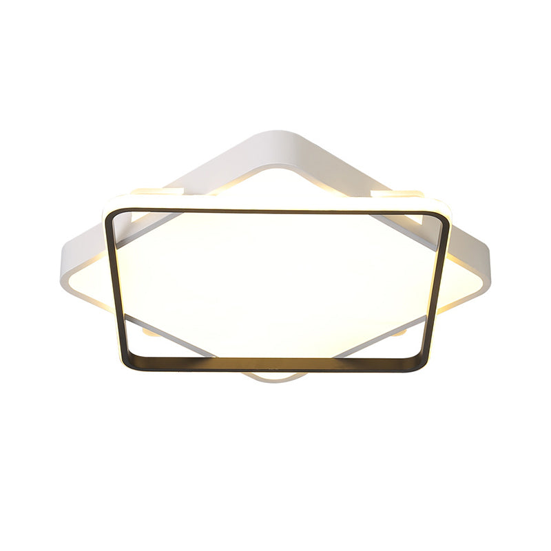 Square Metal Ceiling Light Fixture Modern Gold LED Flush Mount Lamp in Warm/White Light, 18"/23.5" Width