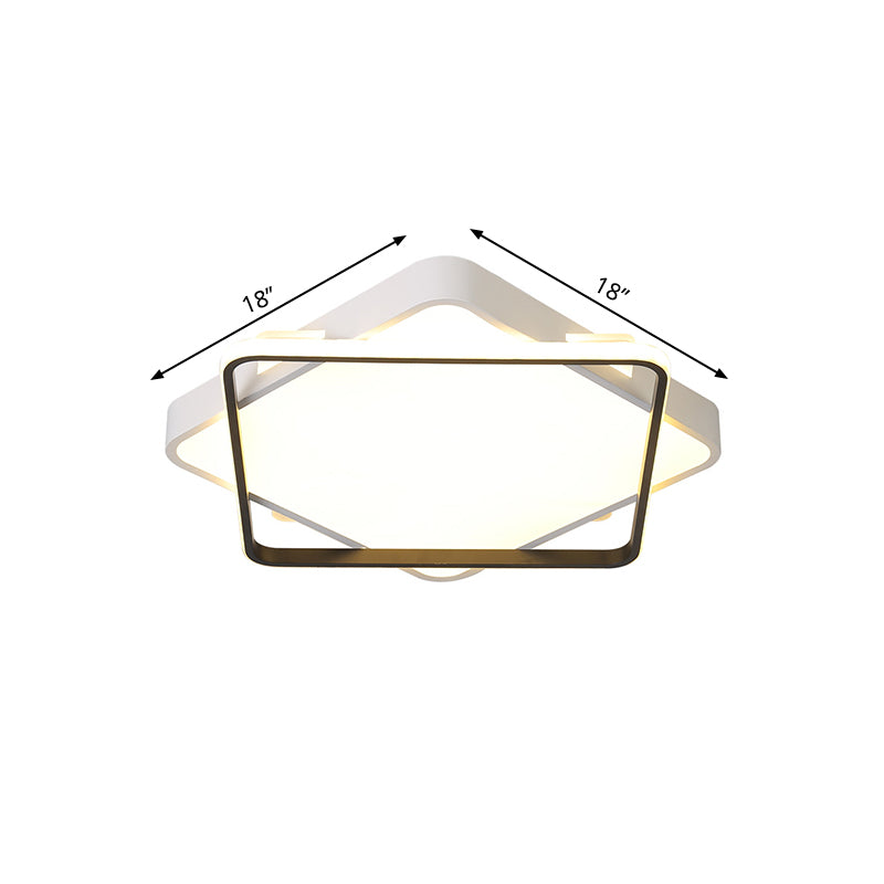 Square Metal Ceiling Light Fixture Modern Gold LED Flush Mount Lamp in Warm/White Light, 18"/23.5" Width