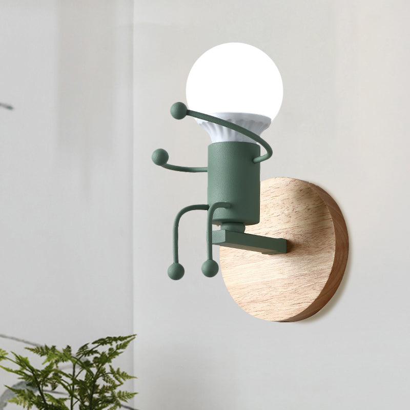 Metalen kindachtige wandlamp Cartoon 1-licht grijs/wit/groene wand gemonteerde lamp voor slaapkamer