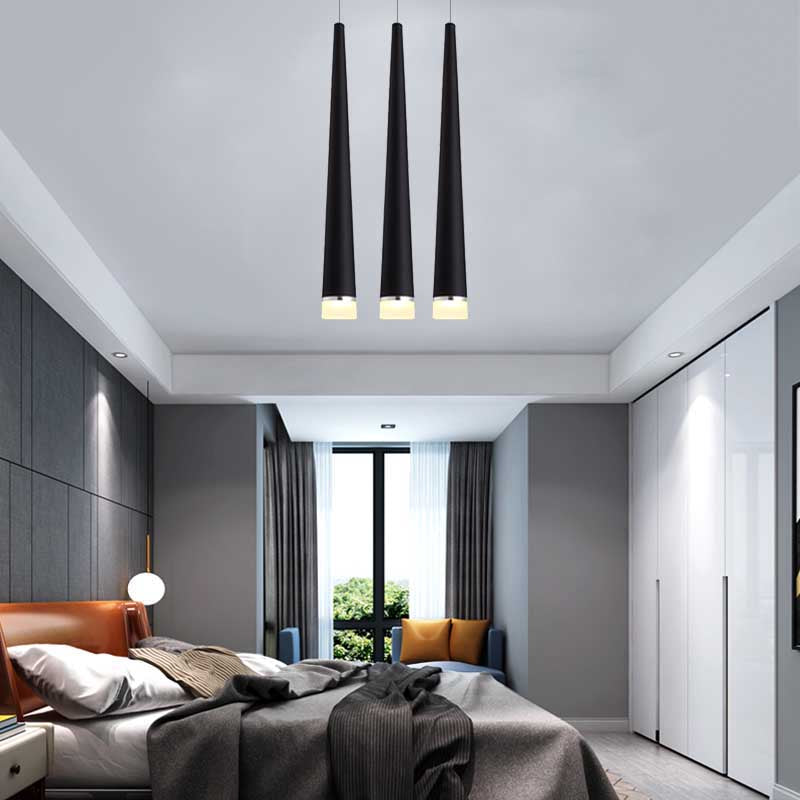White/Black Tapered Ceiling Light Metal Minimalist LED Pendant Light Fixture in White/Warm/Neutral
