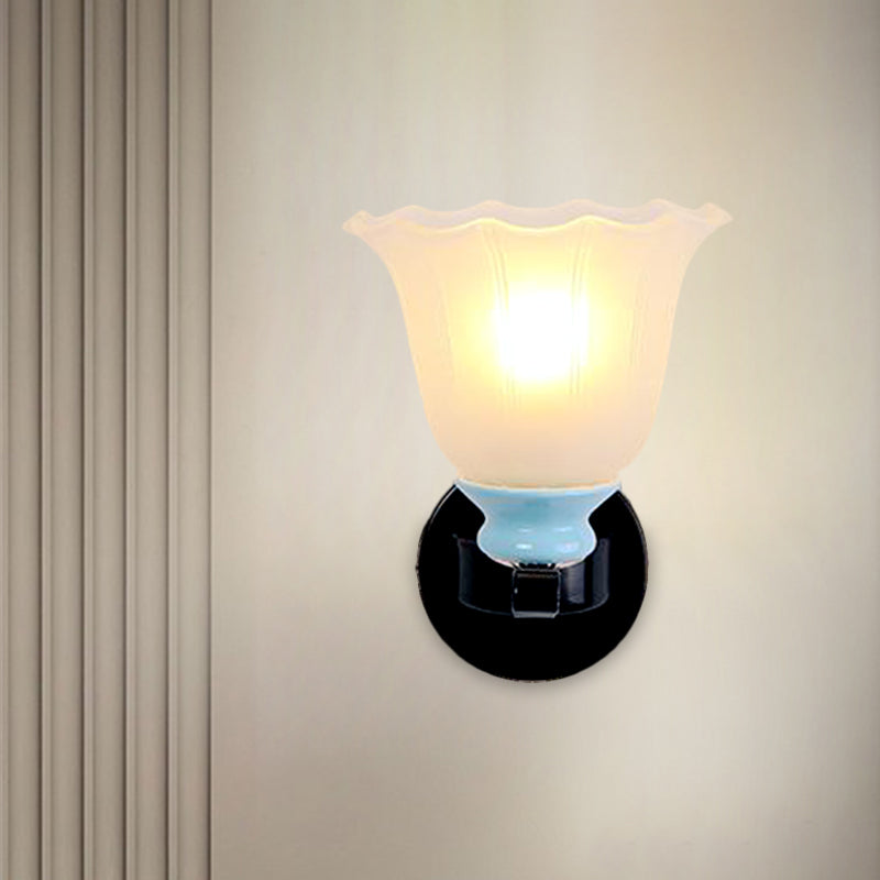 Lampada da parete in fioritura da 1/2-bulbina anticato Black Blaced Reste Bimato Apparecchio per soggiorno per soggiorno