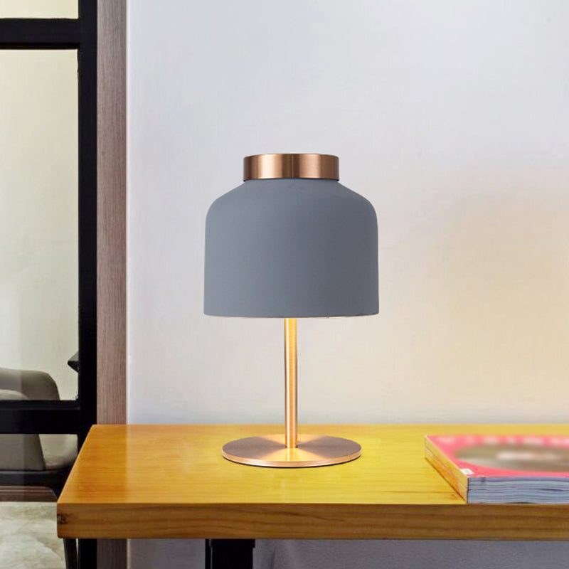 Dome Metallic Desk Light Minimalist 1-Head Pink/Blue Nightstand Lamp with Adjustable Design