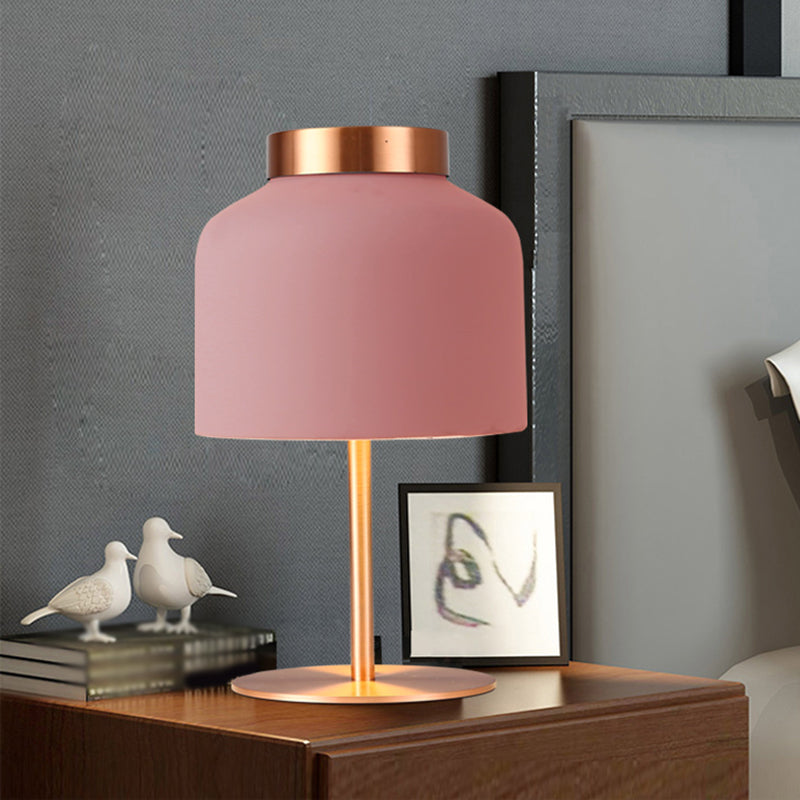 Dome scrivania metallica luce minimalista a 1 testa rosa/blu lampada da comodino con design regolabile