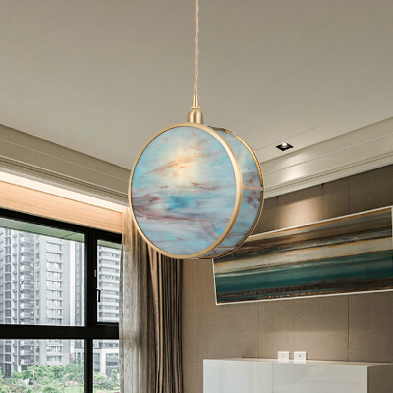 Kit de lampe suspendue nordique à 1 léger avec le luminaire pendentif arrondi en laiton rose / bleu