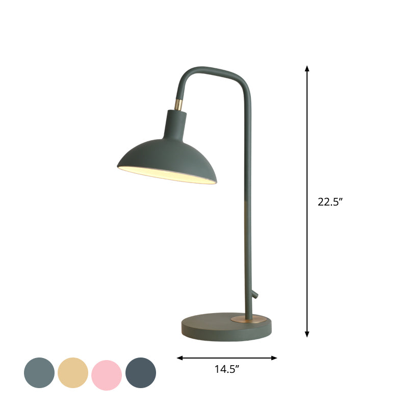 Metallic Dome Shade Nightstand Lamp Nordic 1 Bulb Pink/Yellow/Blue Table Light for Bedside