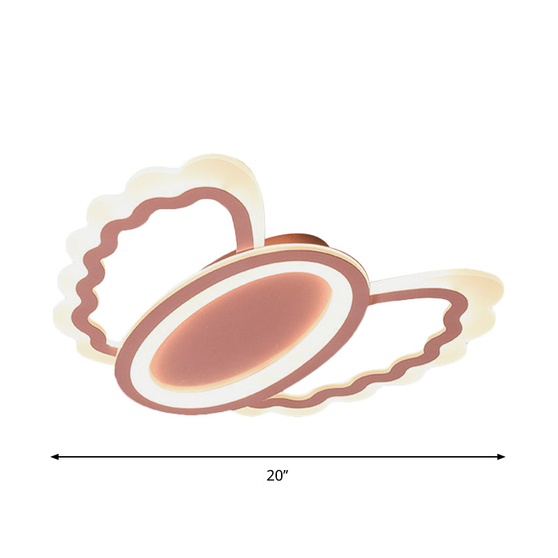 Acrylic Oval and Shell Flush Light Fixture Kids LED Flush Mount Lamp in Pink for Girls Room