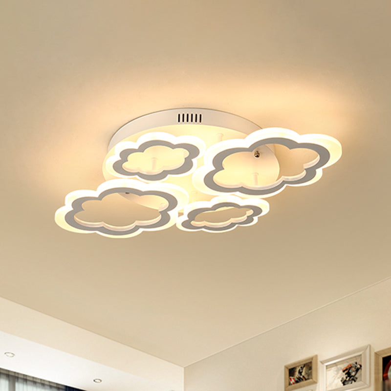Lámpara empotrada para sala de estar en la nube, acrílico, 4/8 luces, iluminación empotrada de dibujos animados en blanco