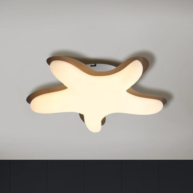 Cartoon Starfish Flush Ceiling Light Acrylic LED Bedroom Flush Mount Fixture in White/Pink/Yellow