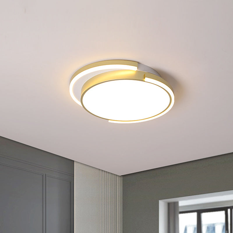 18"/22.5" W 2-Layer Round Flush Mount Lamp Metal Modernist LED Ceiling Light Fixture in Gold