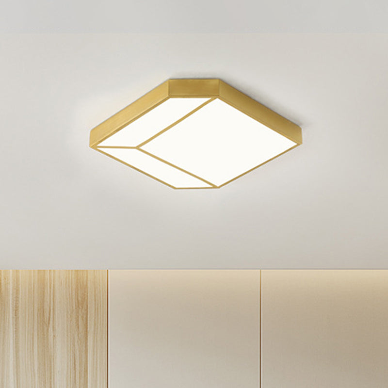 Contemporary LED Flush Ceiling Light with Acrylic Shade Gold Hexagon Flush Mount Fixture in Warm/White Light