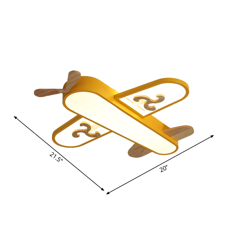 Acrylic Cartoon Plane Figure Flush Light Modernist LED Yellow Ceiling Mounted Light for Children Room
