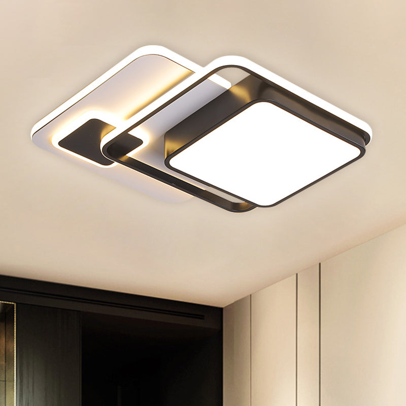 Metallverflochtene quadratische Deckenleuchte Nordic 16"/19,5" W LED-Unterputzleuchte in Schwarz mit warmem/weißem Licht