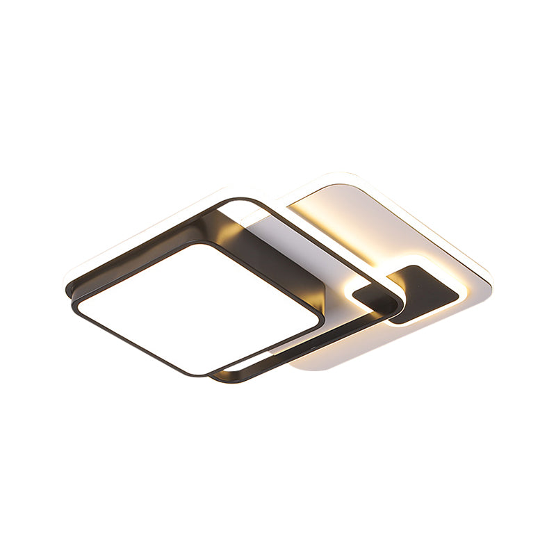 Metal Interlaced Square Ceiling Flush Nordic 16"/19.5" W LED Black Flush Mount Lamp in Warm/White Light