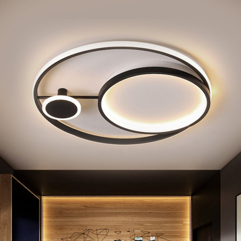 18"/21.5" W Circle Flush Mount Minimalism Acrylic LED Black Ceiling Lamp Fixture in Warm/White Light