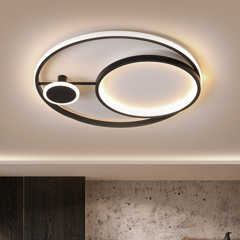 18"/21.5" W Circle Flush Mount Minimalism Acrylic LED Black Ceiling Lamp Fixture in Warm/White Light
