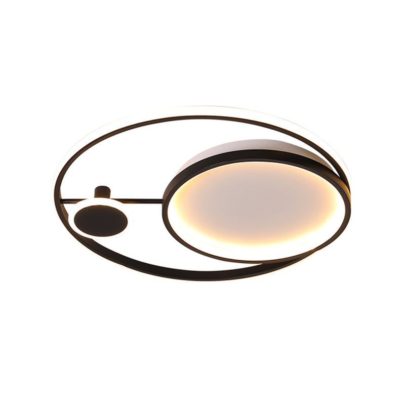 18"/21.5" W Circle Flush Mount Minimalism Acrylic LED Black Ceiling Lamp Fixture in Warm/White Light
