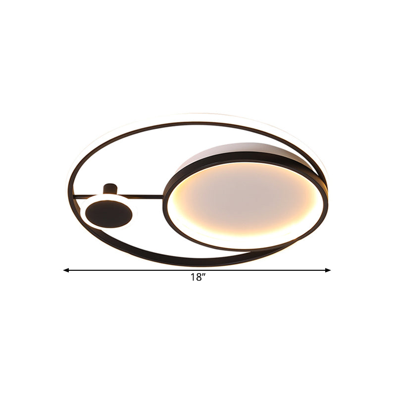 18"/21.5" W Circle Flush Mount Minimalism Acrylic LED Black Ceiling Lamp Fixture in Warm/White Light